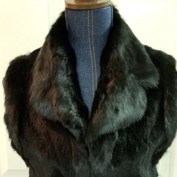 NEW D2K genuine black Angora rabbit fur vest S - Picture 3 of 15